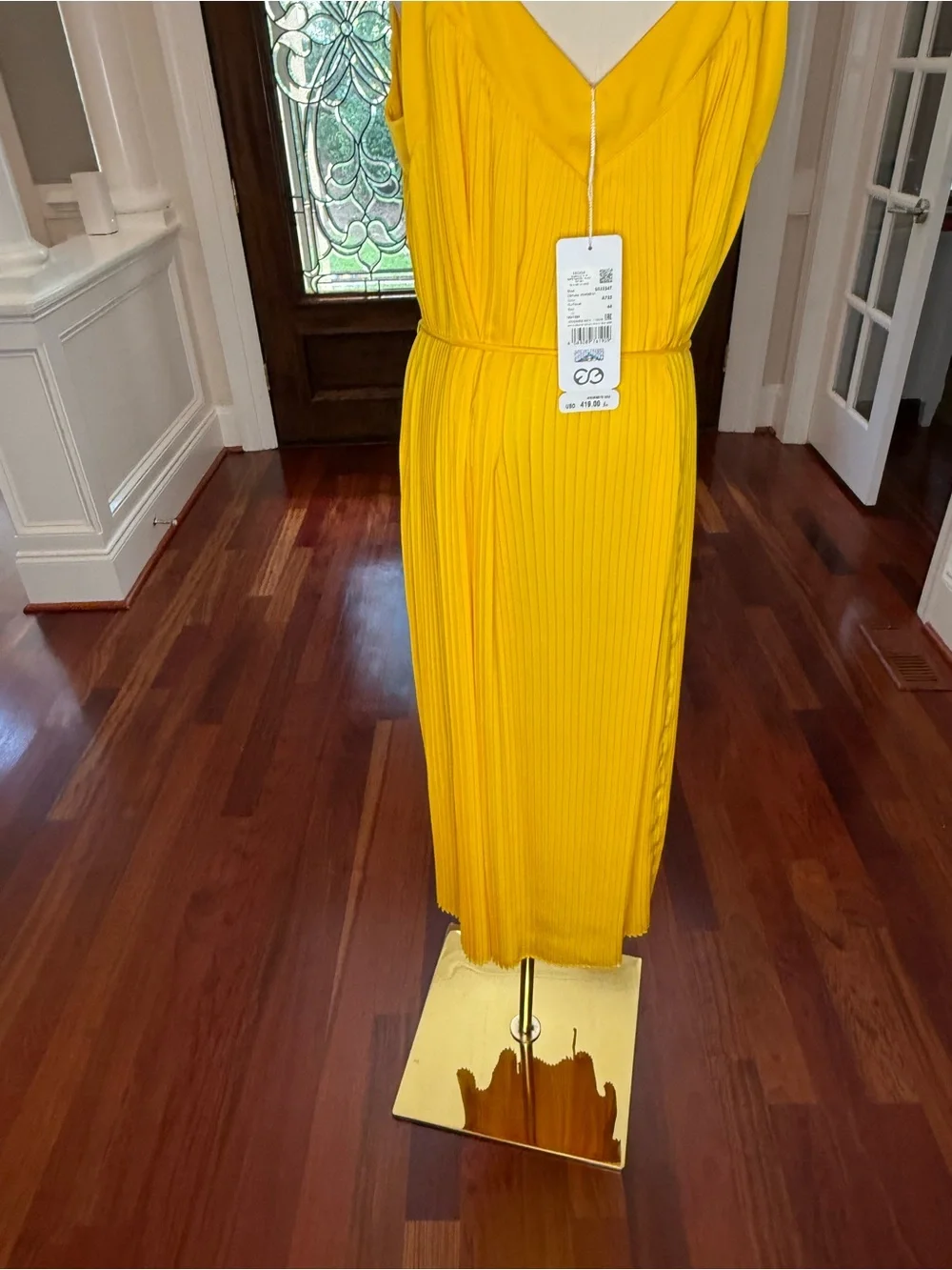 NWT Escada Sport Damyka Sunflower Yellow Pleated Midi Dress Size 44 Designer - Picture 5 of 9